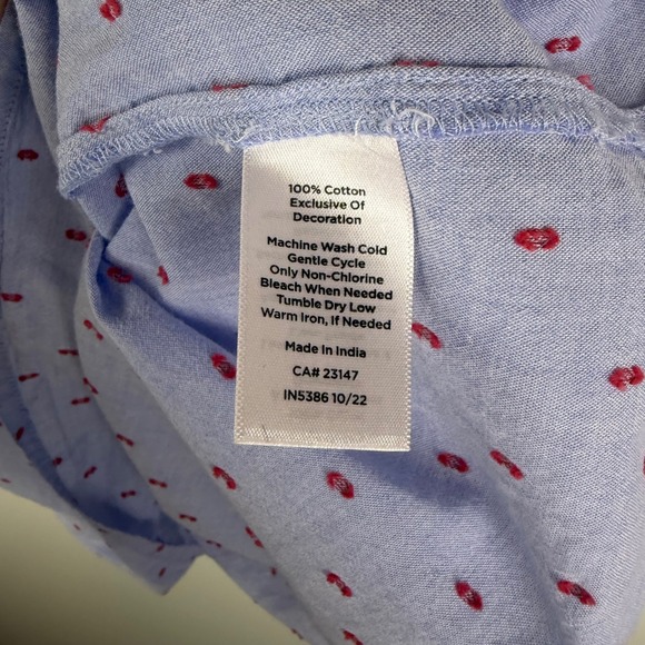 Talbots Floral Embroidered Chambray Blouse Size MP Multicolor Peasant Cottage - Picture 7 of 10